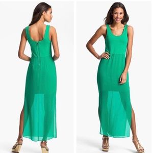 Vince Camino teal chiffon overlay dress